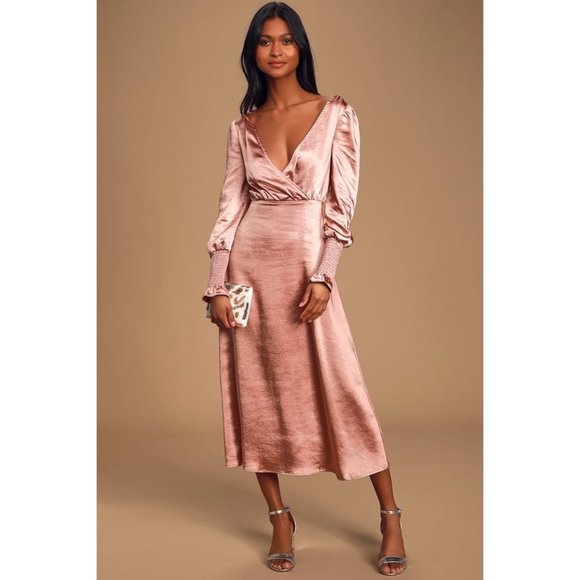 Elegant Occasion Mauve Pink Satin Backless Dress - Picture 2 of 5